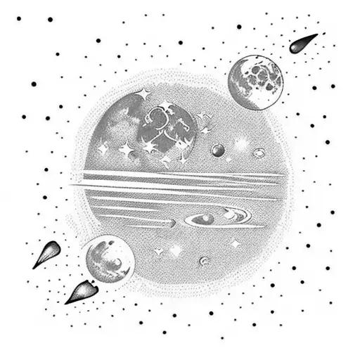 Moon Line Space Planet Sparkles Feminity Dot Spirituality