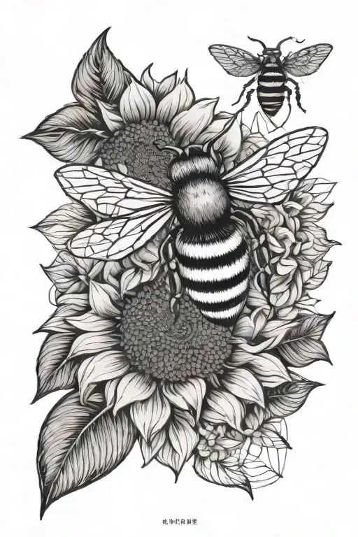 Sunflower Bee Flying