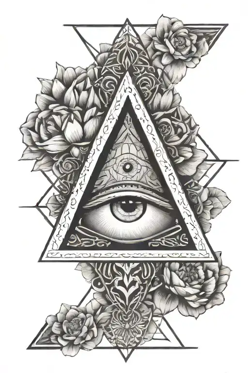 All Seeing Eye In Triangle With Lotus