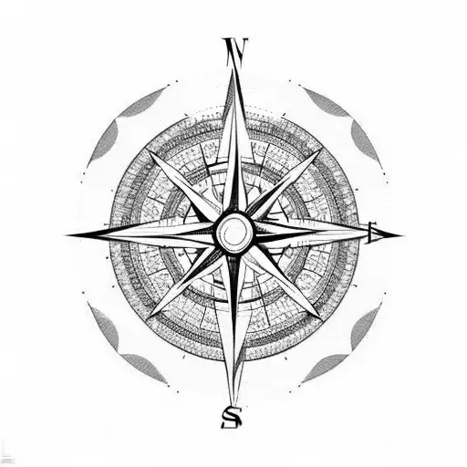 Compass And Mountain Range