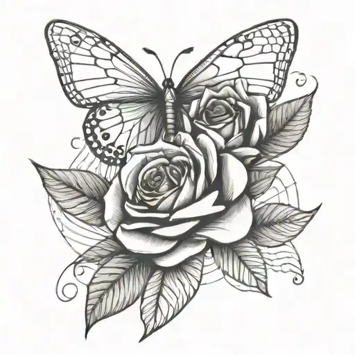 White Butterfly On A Rose