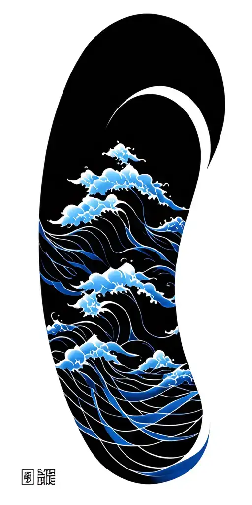 Japanes Blue Waves Flowing Lines
