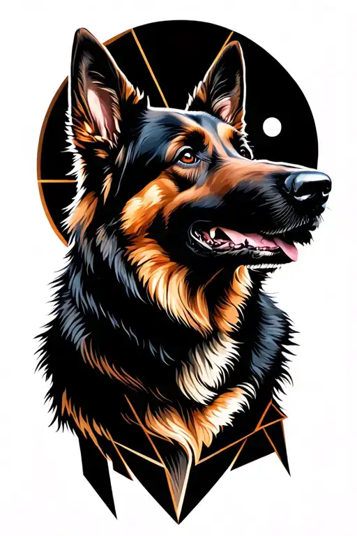 German Shepherd Howling Moon