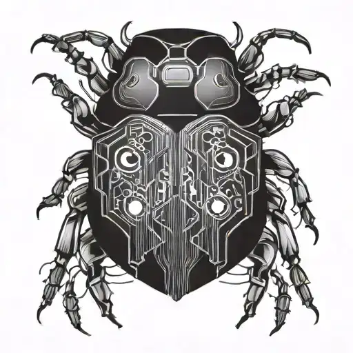 Geometric Representation Of A Beetle With Elements Of Techno Music And Modular Synths