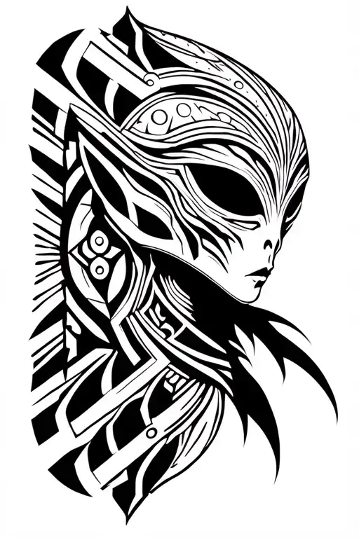 An Alien With Tribal Patterns