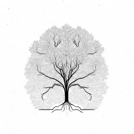 A Tree That Has No Leaves But The Other Side Is Full Of Leaves