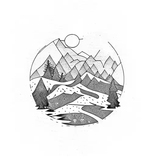 Mountain Scene With Forest Dark Mood