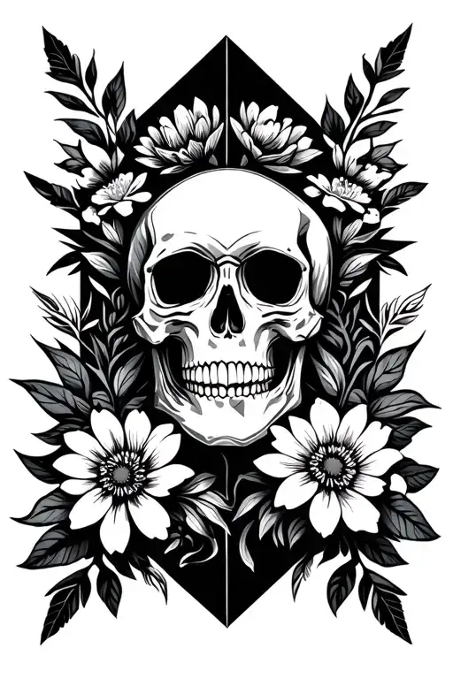 Skull And Flowers