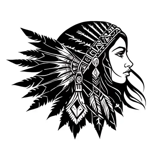 Head Female Native American Woman Warrior