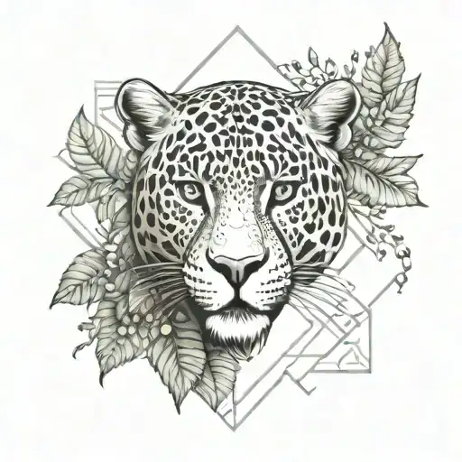 Jaguar In The Forest With Birds And Plants