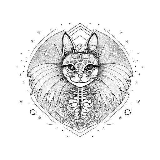 Cat Skeleton With Fairy Wings