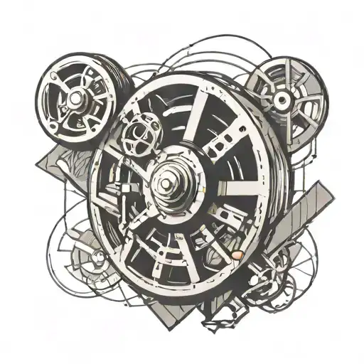 A Tattoo Of A Movie Reel With Rock Music Symbols