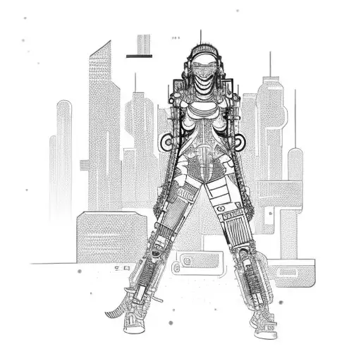 Cyberpunk Balck And White Back