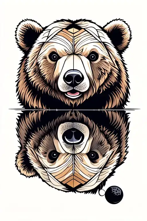 Young Bear And Older Bear In Reflection