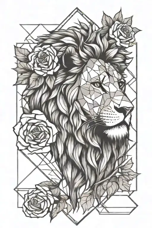 Lion And Roses