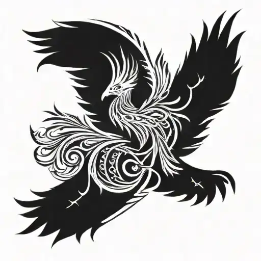 Phoenix Rising Fiery Mythical