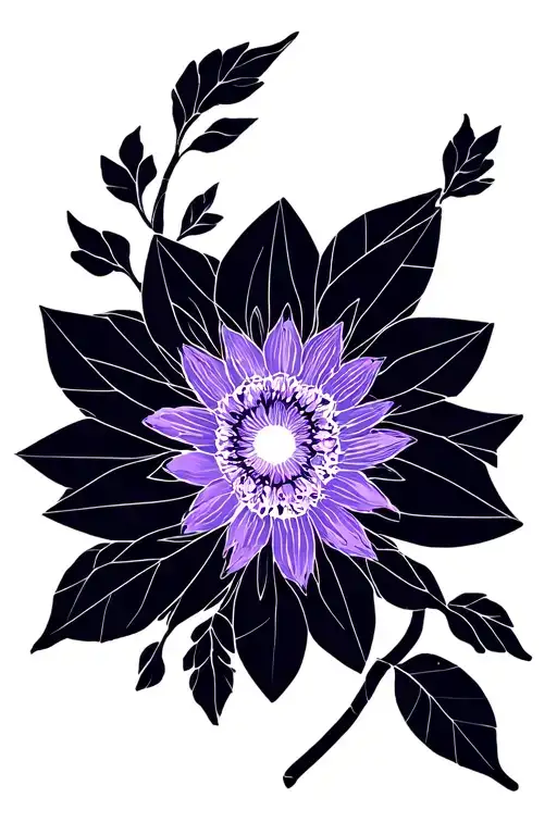 Violet Flower With Leo Zodiac Sign