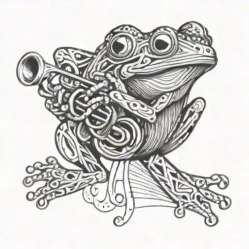 Tribal Frog Playing Trumpet