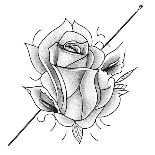 Thin Dagger With Flowers