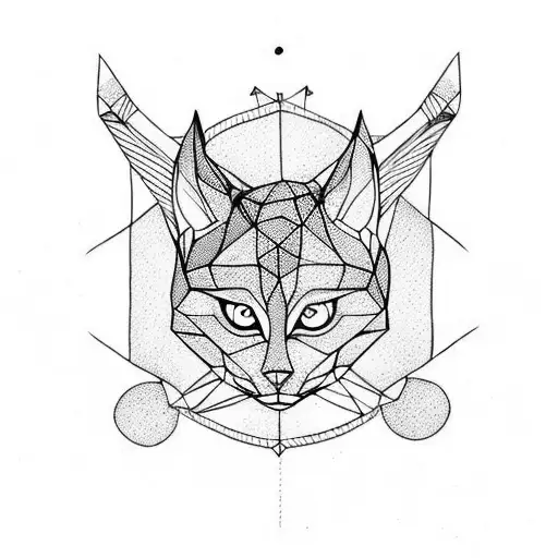 Arrow With Geometric Cat Face In The Middle
