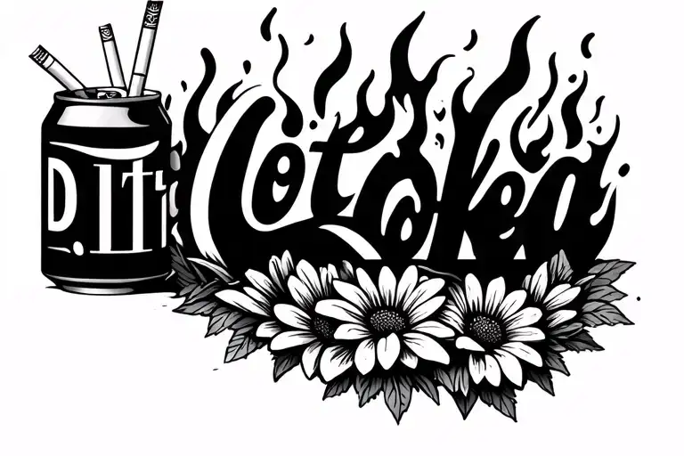 Diet Coke Can In Fire With Cigarettes Sticking Out And Flowers In The Bottom Almost Bloomimg