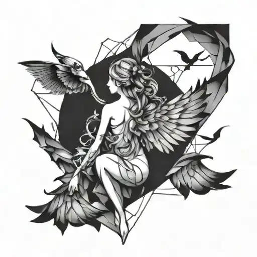 Back Tattoo Sweet Little Guardian Angel Fairies