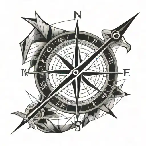 Compass With Name Hunter Pointing To North Arrow