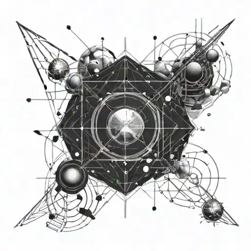 Linear Solar System Line Art Futuristic Geometric