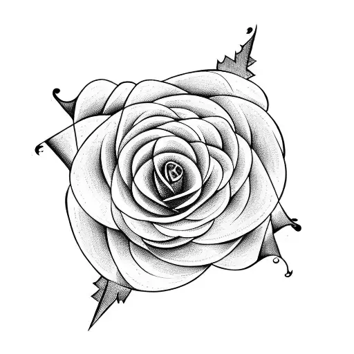 Celtic Balance Symbol With Rose With Stem And Leaves
