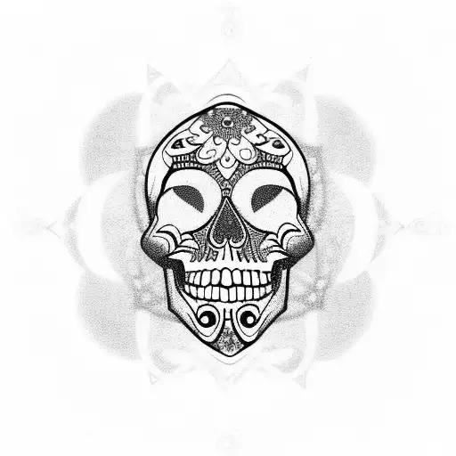 Mandala Skull With One Eye In The Center Of The Head