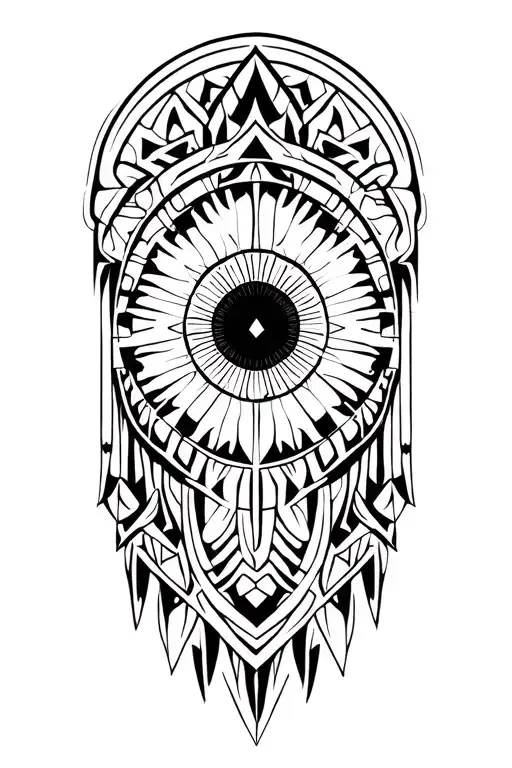 Short Sleeve Tribal And Geometric With Circular Effect At The Shoulder