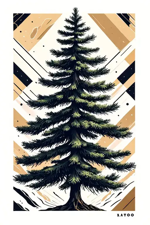Pine Tree Geometric Design Incorporating Elements