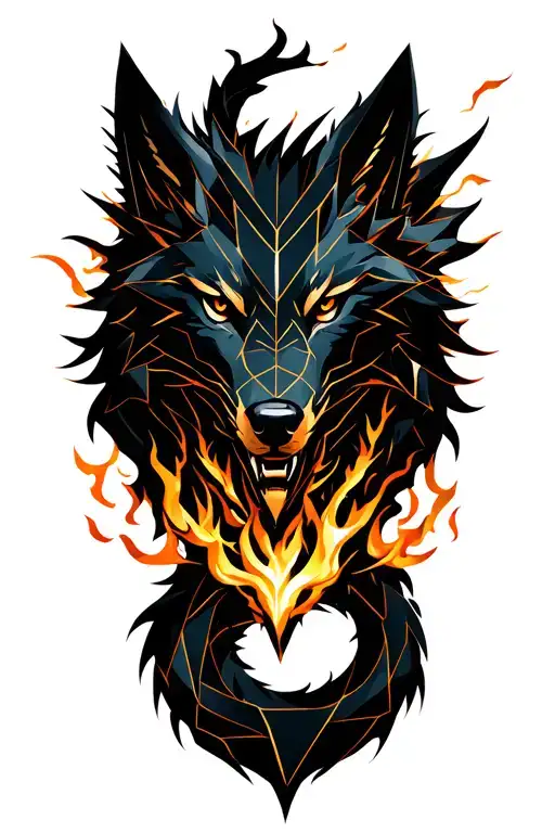 Wolf And Dragon Breathing Fire