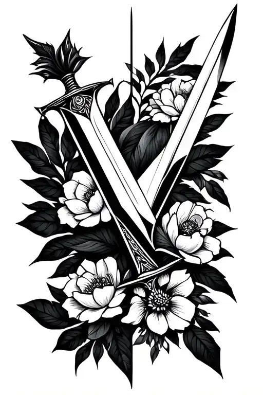 Sword And Flowers For A Man