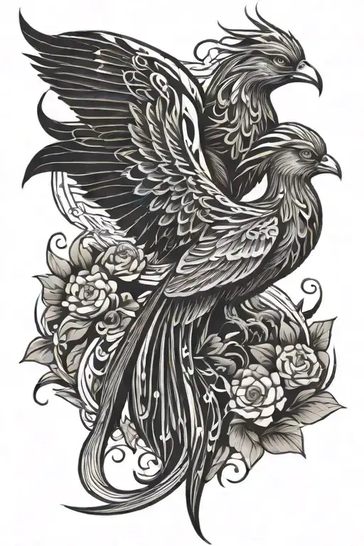 Phoenix With Little Lily Flower