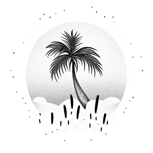 Palm Tree With Random Gemetric Lines