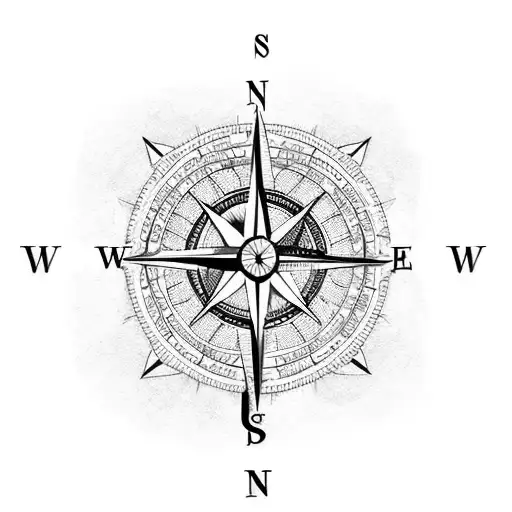 Compass With Names And World