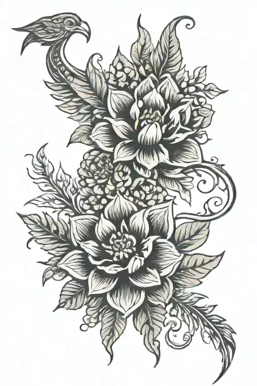 Vintage Ornimental Floral Botanical Folklore