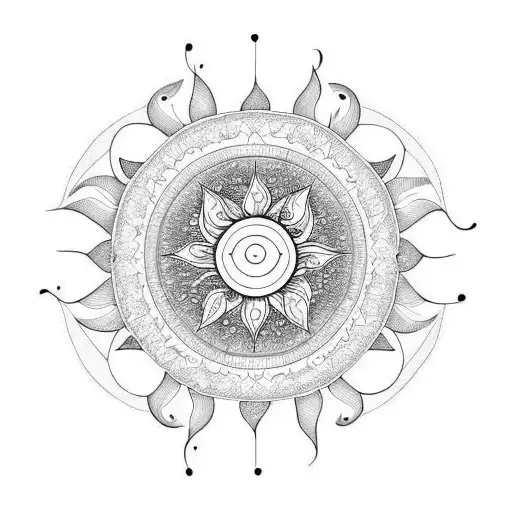 Sun And Moon Mandala Flower