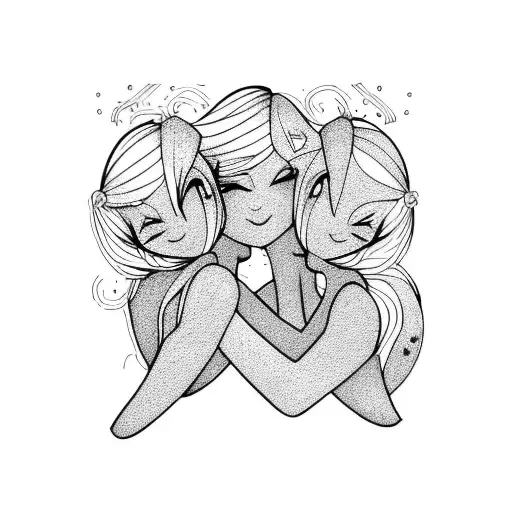 One Blondie And One Other Girl With Black Hair Hug Each Other