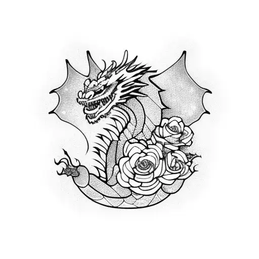 Dragon With Roses