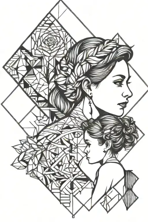 Family Tattoo Of Wife And Daughter