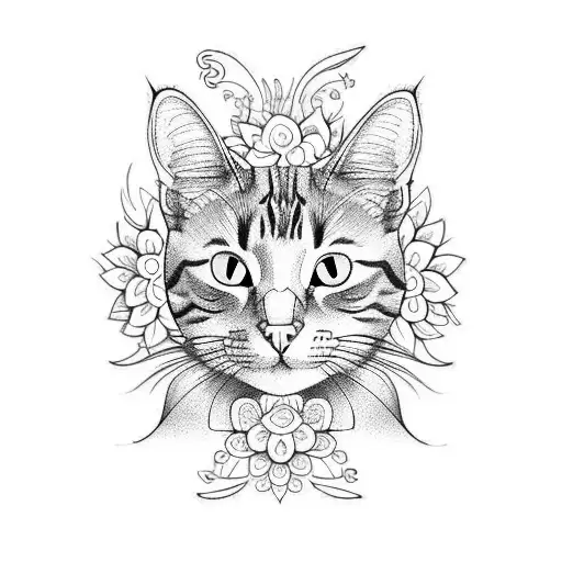 Cat And Flowers Spine