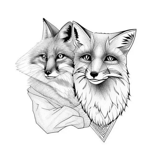 Fox And A Cat Together Like Yin And Yang