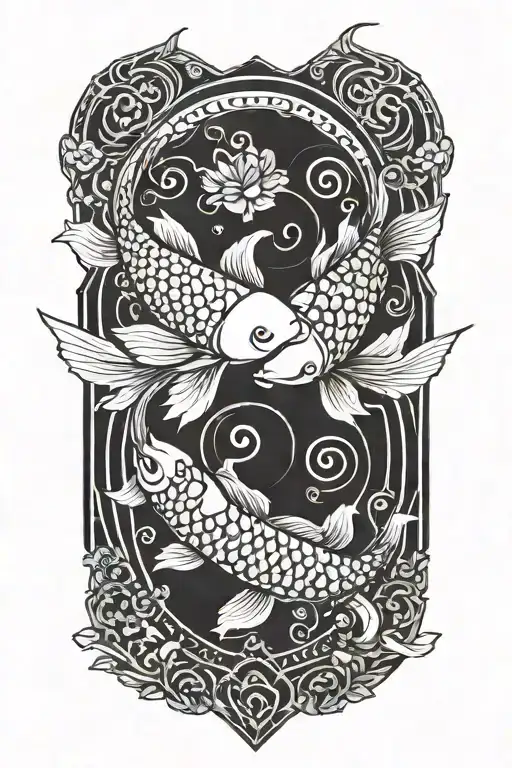 Koi Fish Swimming Yin And Yang