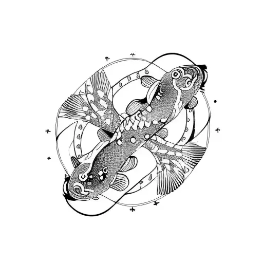 Constellation With Two Yin Yang Koi Fish Intertwined