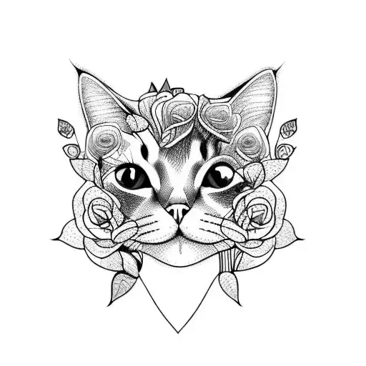 Cat In Roses