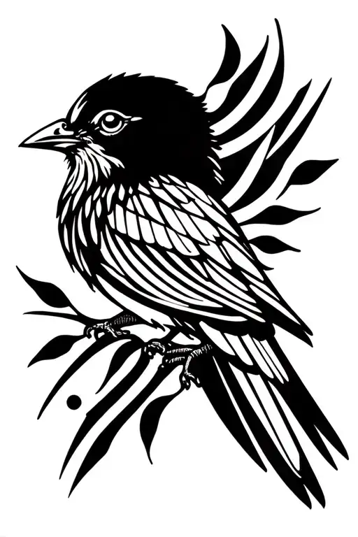 Bird Facing Forward And Sun