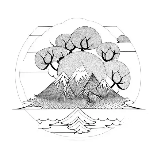 Frame Mountain Water Trees