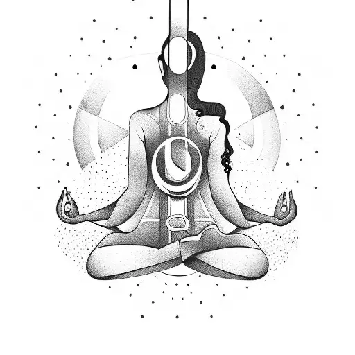 Yoga Pose With Chakra And Guitar Shape